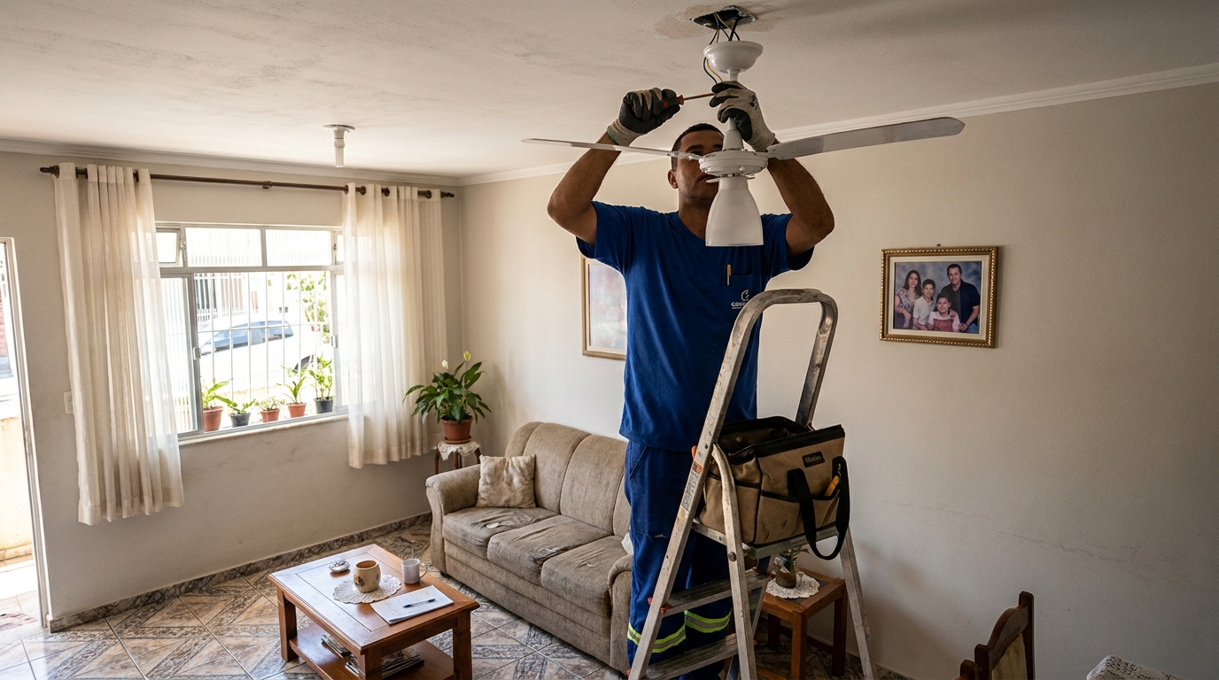 Instalacao de ventilador de teto residencial em Fortaleza‑CE